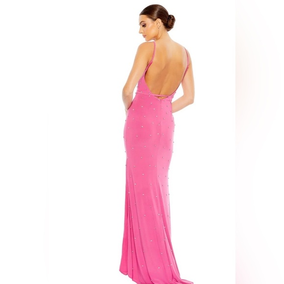 NWT Ieena for Mac Duggal Rhinestone Embellished V Neck Gown 4 - Picture 9 of 9